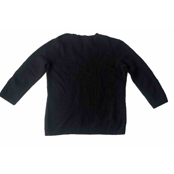 J. Crew Black Knit Cashmere Wool Angora Rabbit Hair Rayon Blend Sweater Women M - Picture 2 of 8